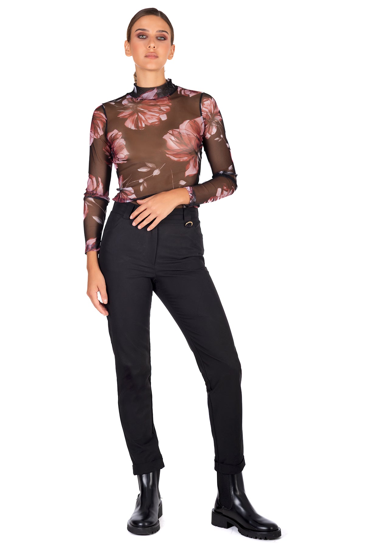 Bordeaux Print Tulle Top