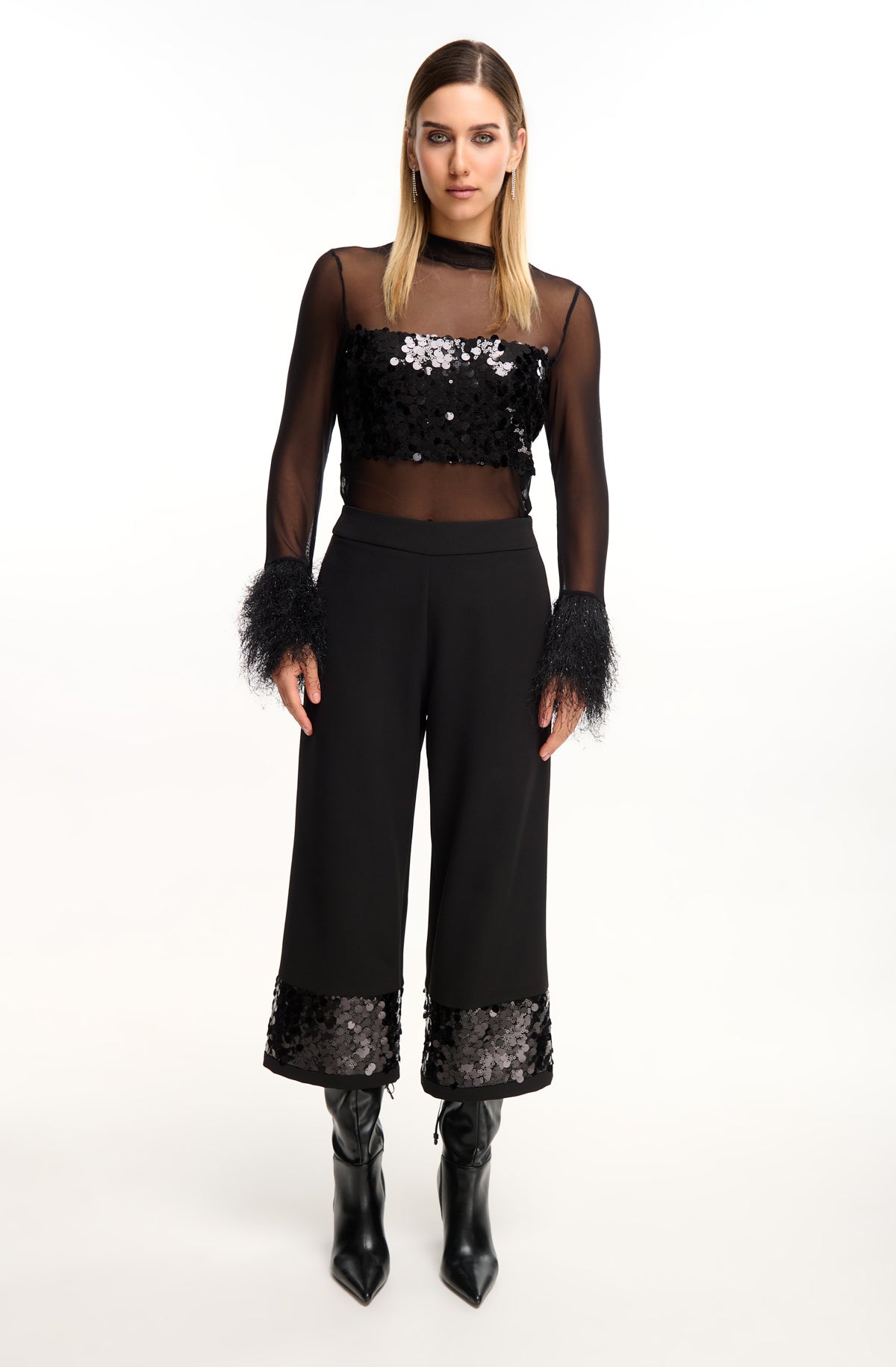 Pants with Sequined Hem