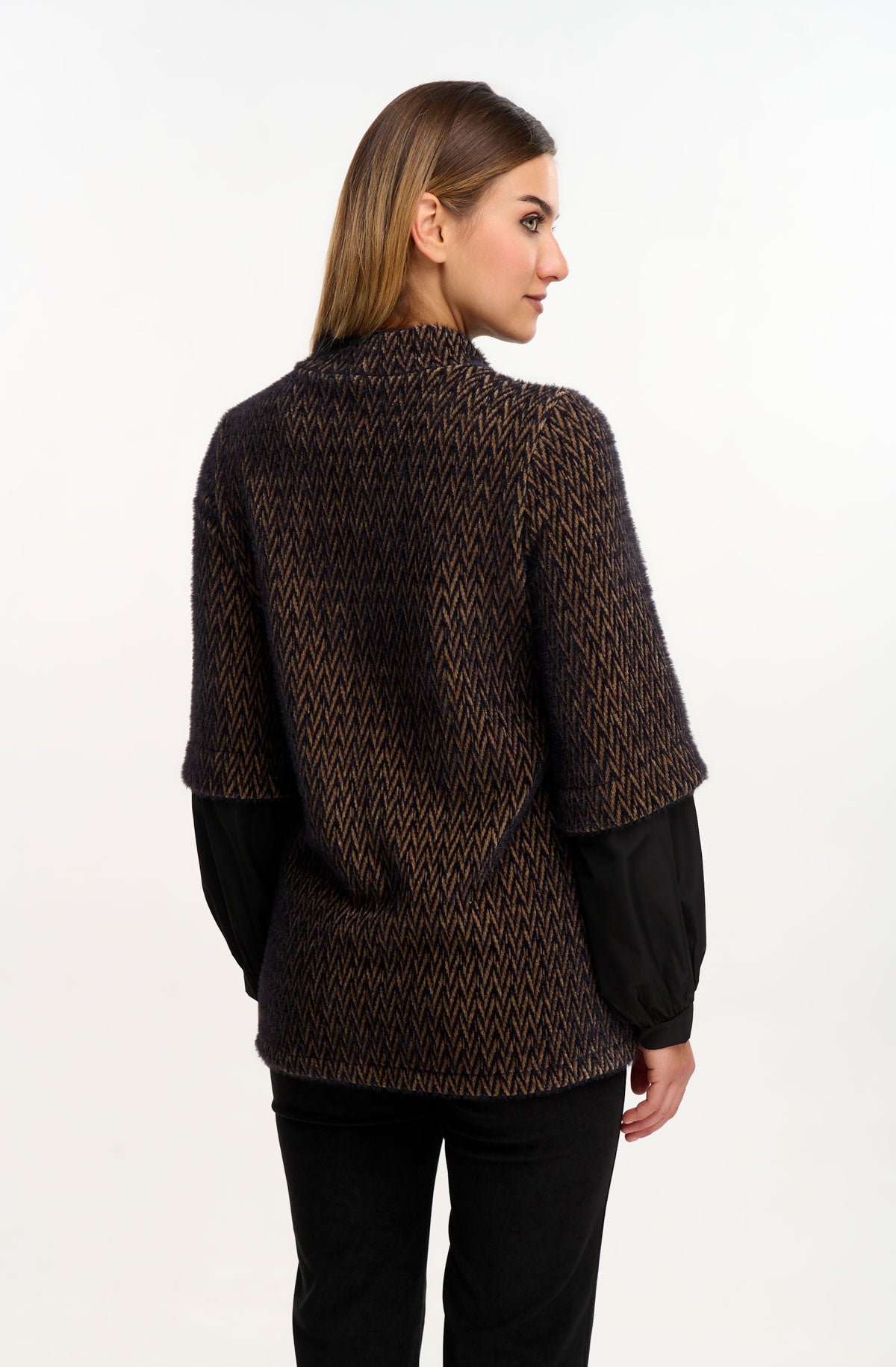 Textured Chevron Knit Top – Relaxed Fit Warm Winter Pullover