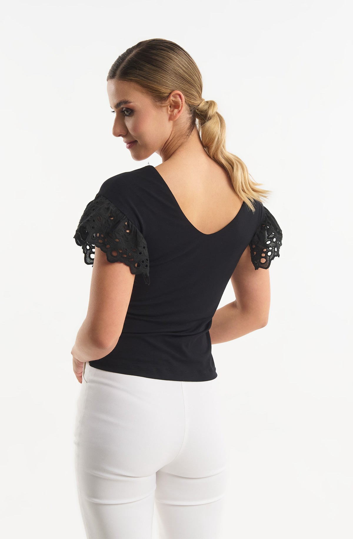 Top with Broderie Sleeves