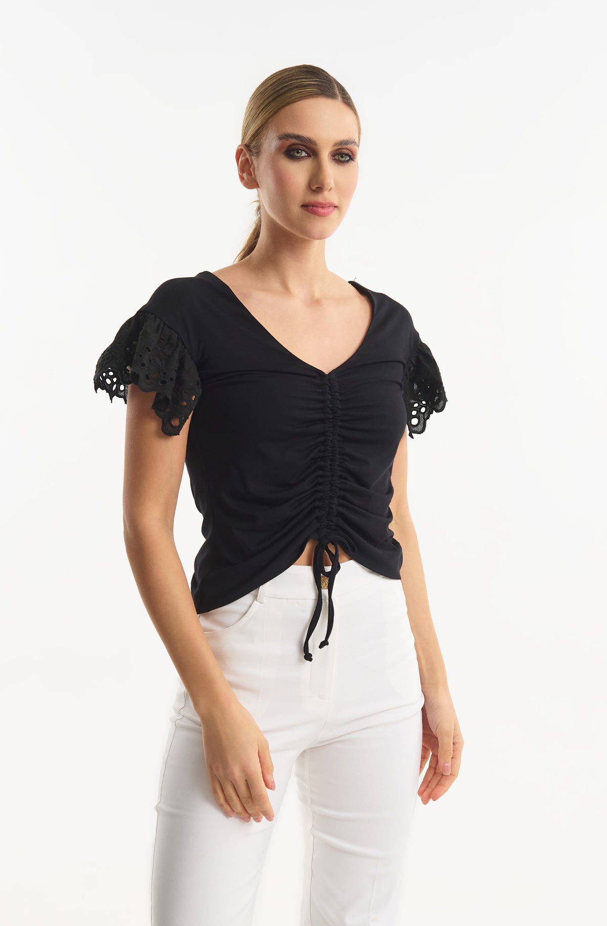 Top with Broderie Sleeves
