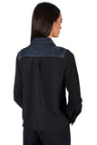 Black Shirt with denim collar detail