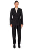 Black Pinstripe Trousers – Tailored Straight-Leg Pants
