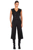 Black Pinstripe Cropped Trousers with embroidered details