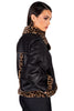 Black Shearling Jacket with Leopard details