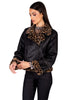 Black Shearling Jacket with Leopard details