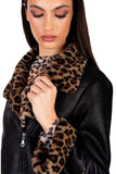 Black Shearling Jacket with Leopard details