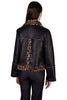 Black Shearling Jacket with Leopard details