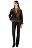 Black Shearling Jacket with Leopard details