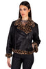 Black Shearling Jacket with Leopard details