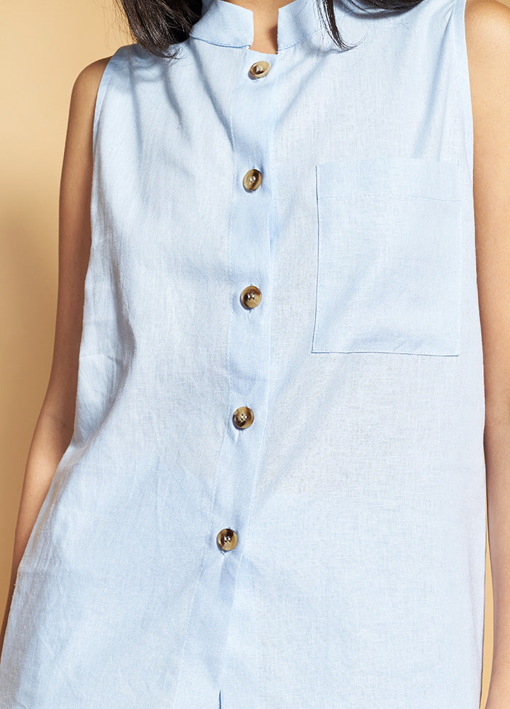 Sleeveless Button Up Shirt