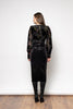 Junia Dress in Black Velvet & Sheer Embroidery