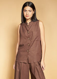 Sleeveless Button Up Shirt