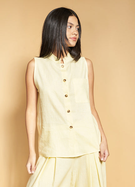 Sleeveless Button Up Shirt