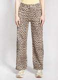 leopard print denim pants 