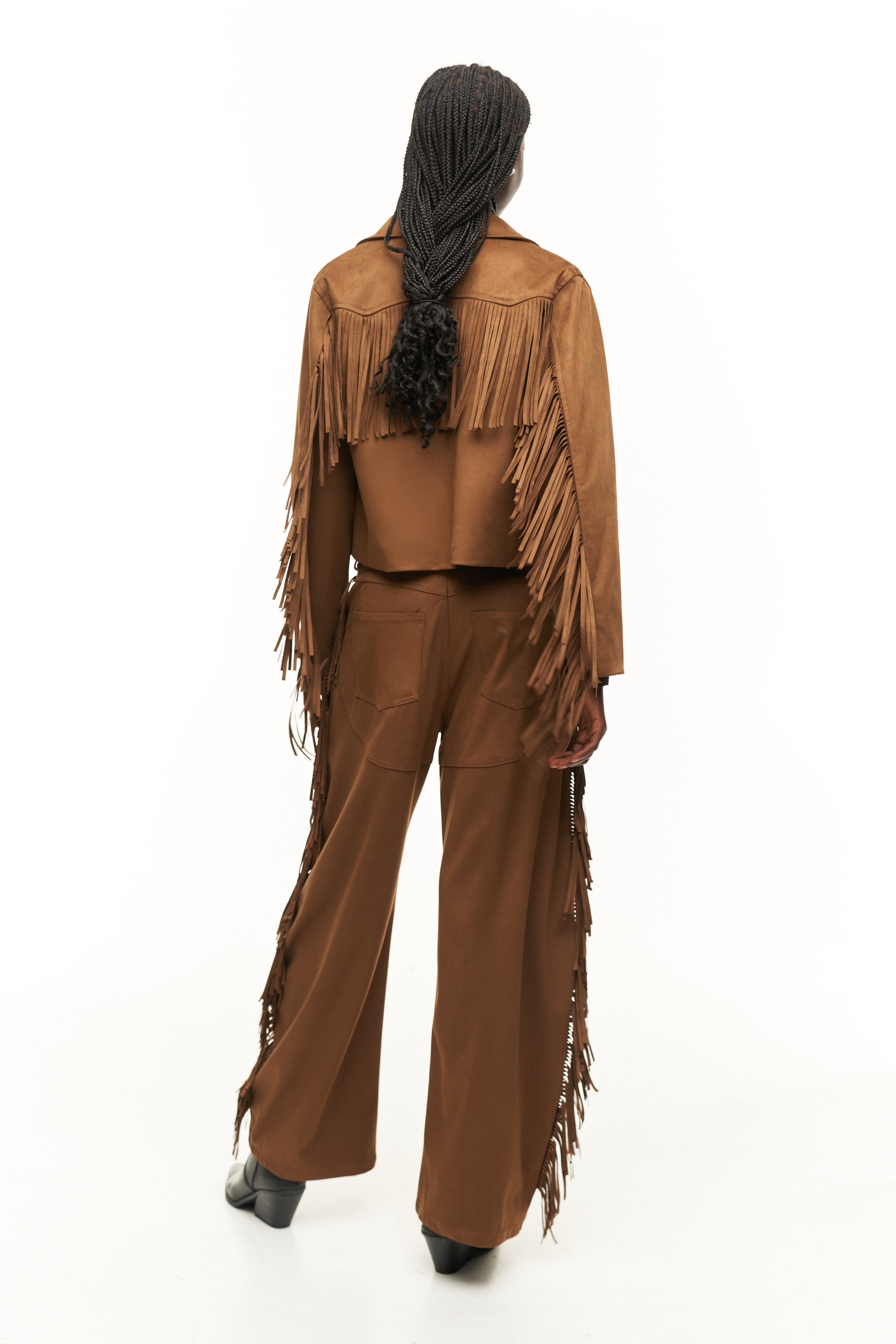 Faux Suede Fringed Jacket