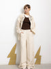 Women's Beige Wide Leg Pants with Lace