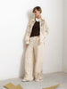 Women's Beige Wide Leg Pants with Lace